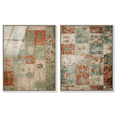 «Ghostly Damask Duo», ensemble de reproductions d'art encadrées par Art Remedy, cadre argenté, 36 x 45