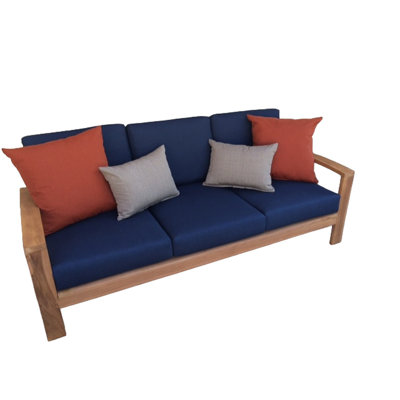 Broderik 80'' Wide Teak Patio Sofa with Sunbrella® Cushions