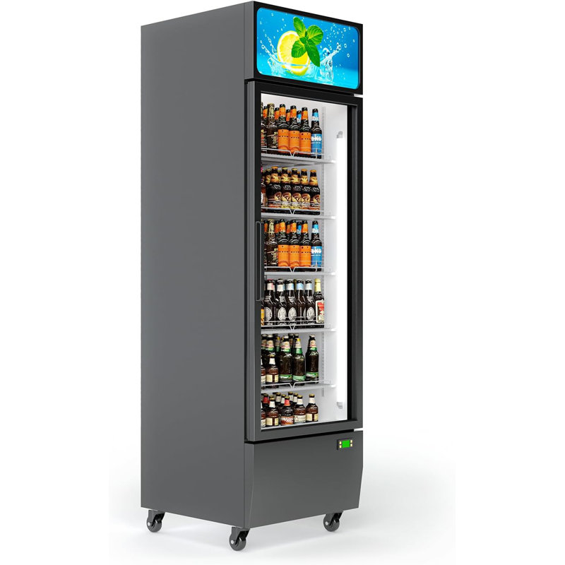 13,1 pieds cubes Pi. Réfrigérateur commercial à porte en verre, réfrigérateur à affichage à DEL avec tablettes réglables pour les restaurants, les magasins et la maison