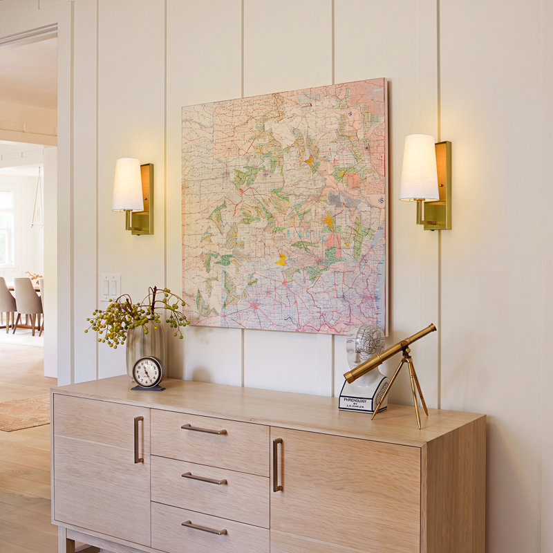 Applique murale moderne en tissu 1 lumière, Bronze frotté à l'huile