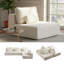 Fauteuil modulaire désossé, canapé en mousse haute densité avec 2 coussins, siège modulaire en velours moelleux sans accoudoirs, canapé paresseux sans assemblage pour salon, appartement, chambre à coucher (beige)-1059405592