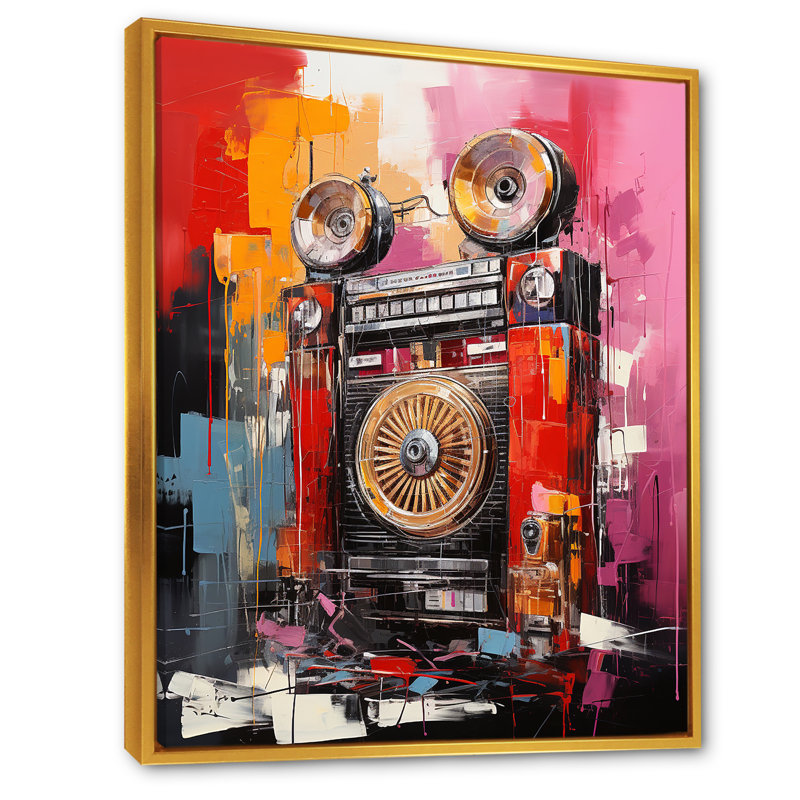 Abstract Rhythms Jukebox 1 - Jukeboxes, art mural, Cadre flottant doré, H 32 po x l 24 po x P 1 po