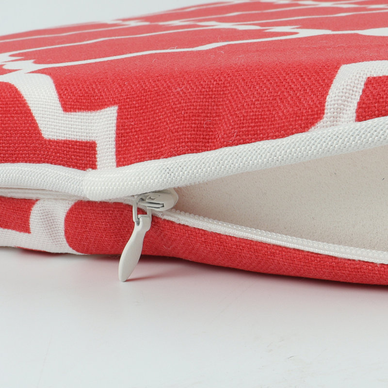 Outdoor Patio Chair Cushions, Red Geometric, Canvas