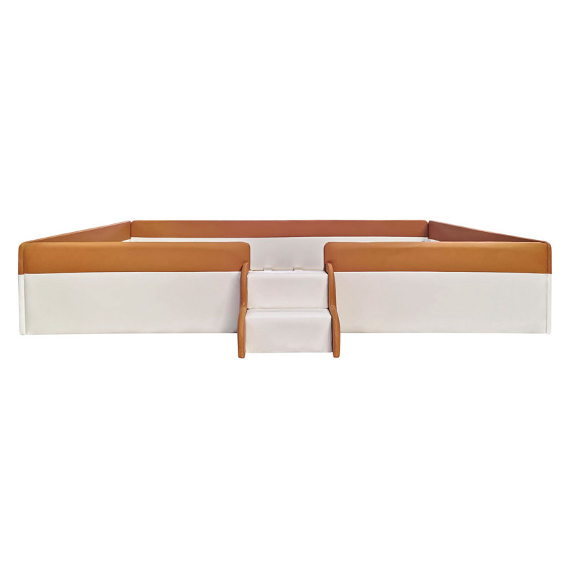 Tamaj Upholstered Faux Leather Daybed, Queen, White/Brown