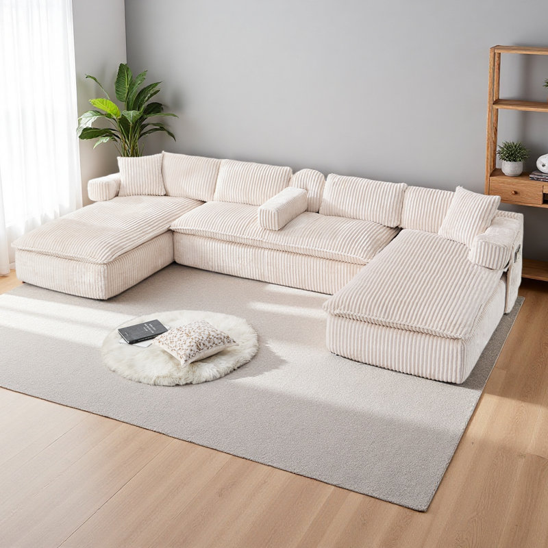 Canapé modulaire surdimensionné de 149 po, canapé en forme de U, siège profond, canapé modulaire 7-en-1 de 149 po, Beige