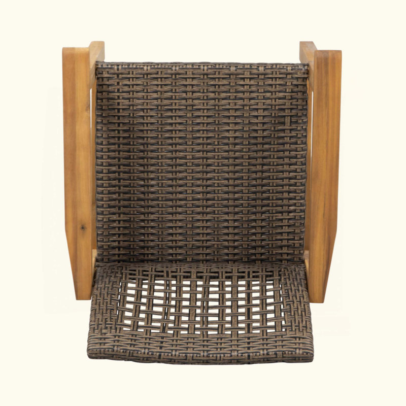 Ensemble de salle à manger de patio 5 pièces, table à lattes et 4 chaises en bois d'acacia et en rotin de polyéthylène pour le patio