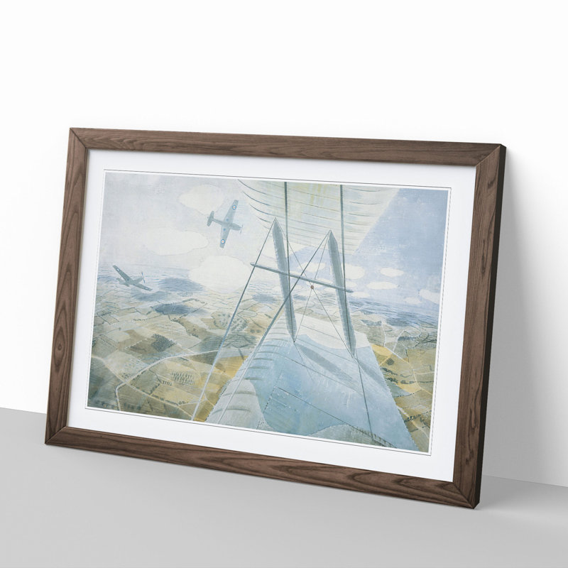 Hurricane in Flight by Eric Ravilious - Picture Frame Painting, Walnut Framed, 36cm H x 48cm W x 2cm D