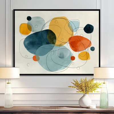 «Minimalist Meditation Stone Collage», impression sur toile moderne Mid-Century, art mural moderne bleu Mid-Century