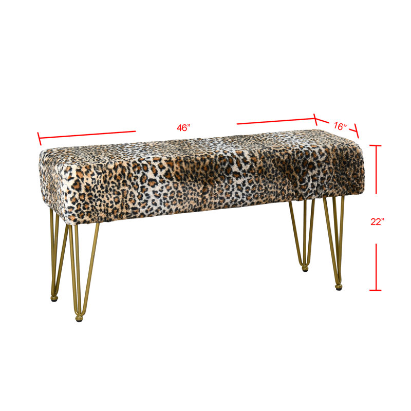 Banc rembourré Pearman, H 22 po x l 46 po x P 16 po, Or