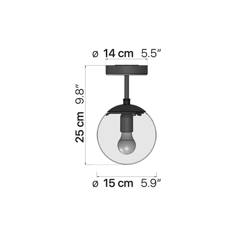 Global Semi Flush Mount, Black