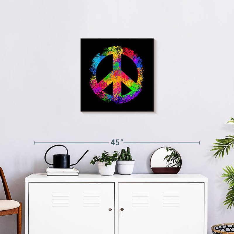 Khelsey Rainbow Hippie Peace, 20" H x 20" W
