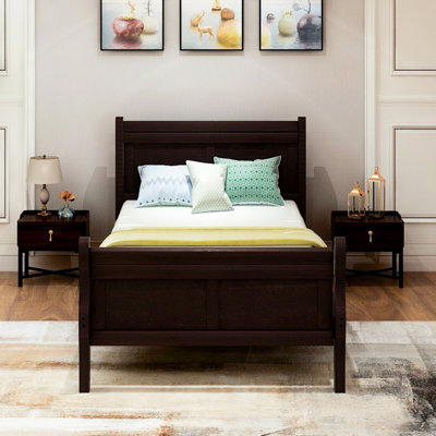 Lit plateforme simple: bois massif avec tête de lit et base de matelas, couleur de la base de lit - s'adapte au matelas, facile à assembler