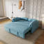 Présentation du canapé: canapé-lit en velours bleu - un bijou de salon à double usage avec option de lit escamotable