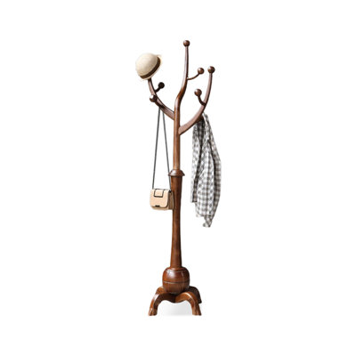 Walnut Solid Wood Freestanding 8 - Hook Coat Rack