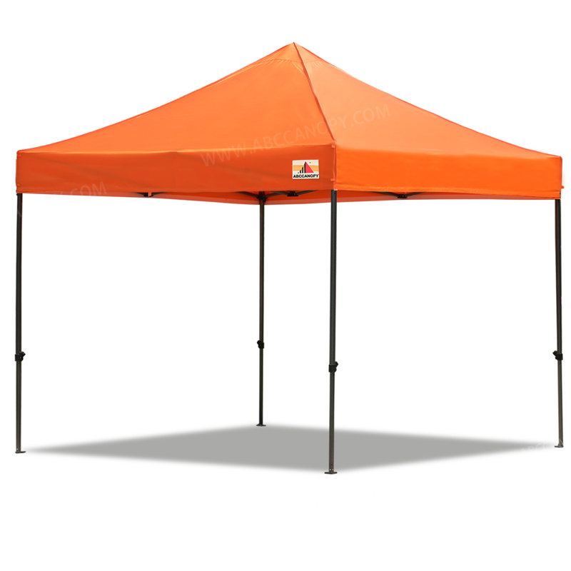 Abri instantané commercial 10 pi The Pop Up Canopies L 10 pi. D Auvent escamotable en métal, Orange