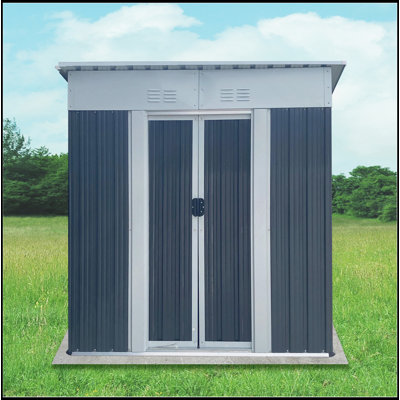 5Ftx3ft Pent Roof Grey Outdoor Tool Bike Storage Garden Shed With Aluminum Alloy Frame And Sliding Door