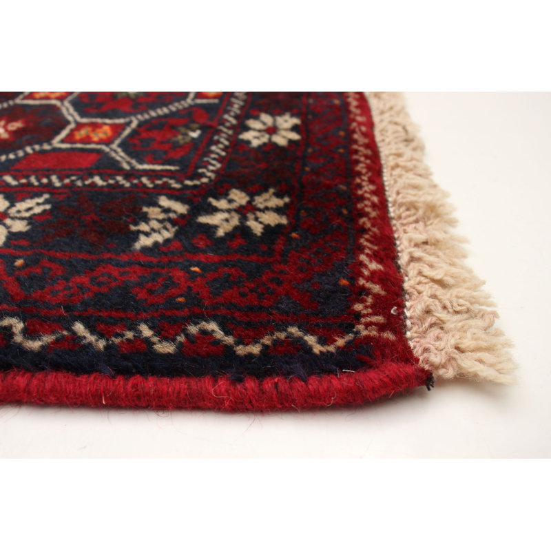 Tapis unique en laine noué à la main 3 pi x 5 pi 8 po bleu marine Rosinski