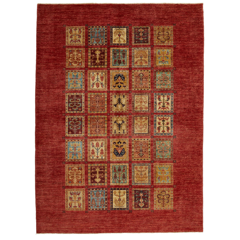 6x8 Multicolor and Red Turkish Oushak Rug