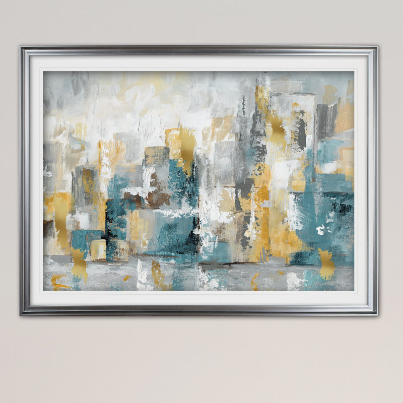« city views i », reproduction de peinture à l’acrylique encadrée, Argent, H 30 po x l 40 po x P 1,5 po