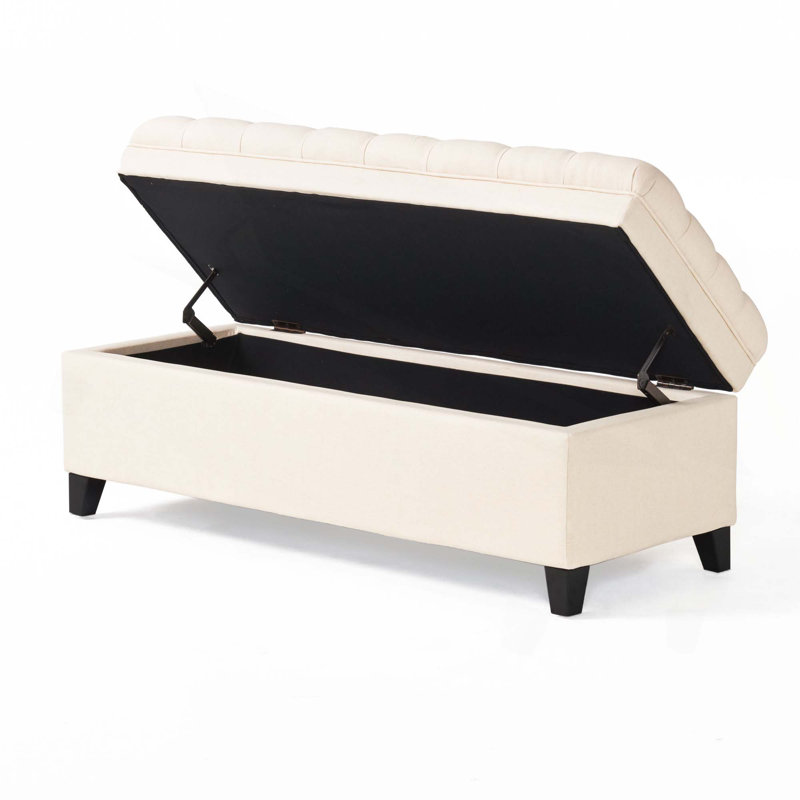 Banc de rangement moderne avec repose-pieds, Beige