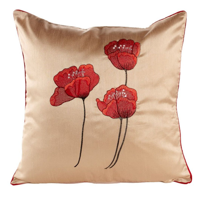 Dav Floral Square Throw Pillow Cover, 55 x 55cm, Cream
