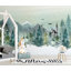 Neige, aquarelle, paysage d'hiver, renard, papier peint nordique amovible
