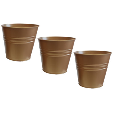 Enameled Galvanized Steel Planter For 6.5" Plants.