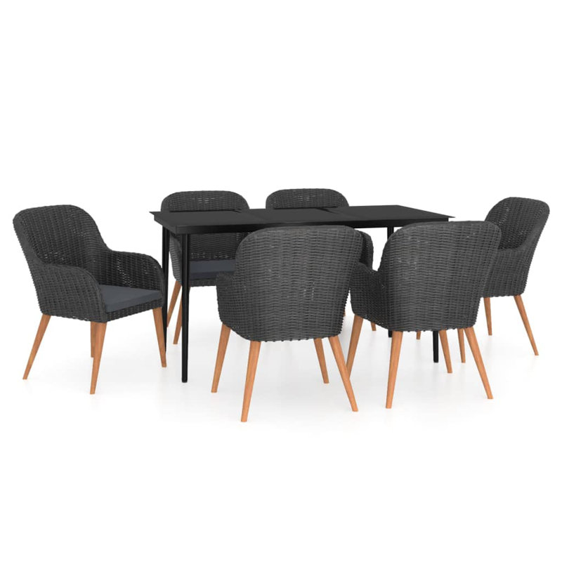 Janill Square 2 - Person Bistro Set, 29.1" H x 55.1" W x 27.6" D, 6, Black
