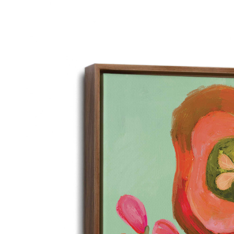 «Bright Funky Bouquet» par Cat Thurman Designs, reproduction d'art, L 24 po x H 32 po, Toile avec cadre, Brun