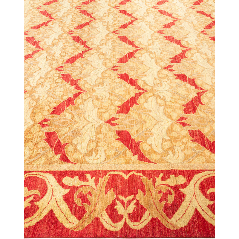 Tapis unique rouille / beige noué à la main 8 pi 10 po x 12 pi 1 po Arts & Crafts