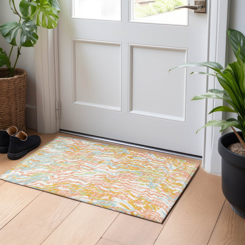 Machine Washable Indoor/Outdoor Chayden ACN1038 Beige Rug, Rectangle 1'8" x 2'6"