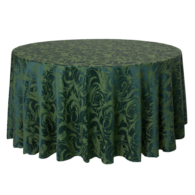 Solid Color Round Tablecloth, 102" L x 102" W, Green, 3