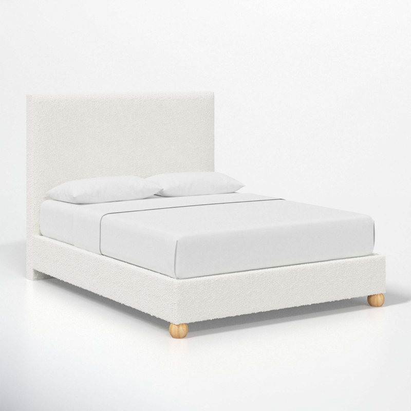 Benita Upholstered Standard Bed, California King, Classic Snow Boucle