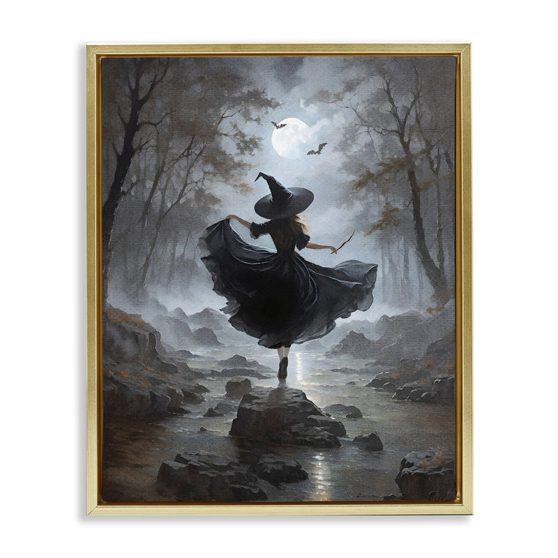 «Witch in Moonlit Forest», art mural sur toile flottante, design par Jo Moulton, H 31 po x l 25 po