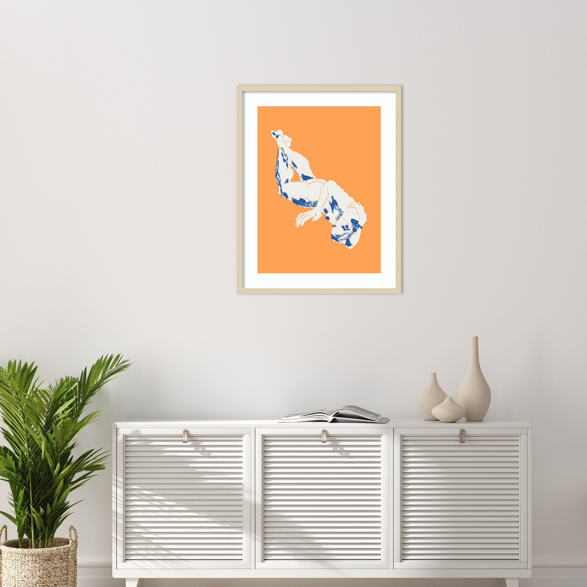 Nude Orange by Nantucket Wood Framed Wall Art Print, Brown, 33" H x 26" W