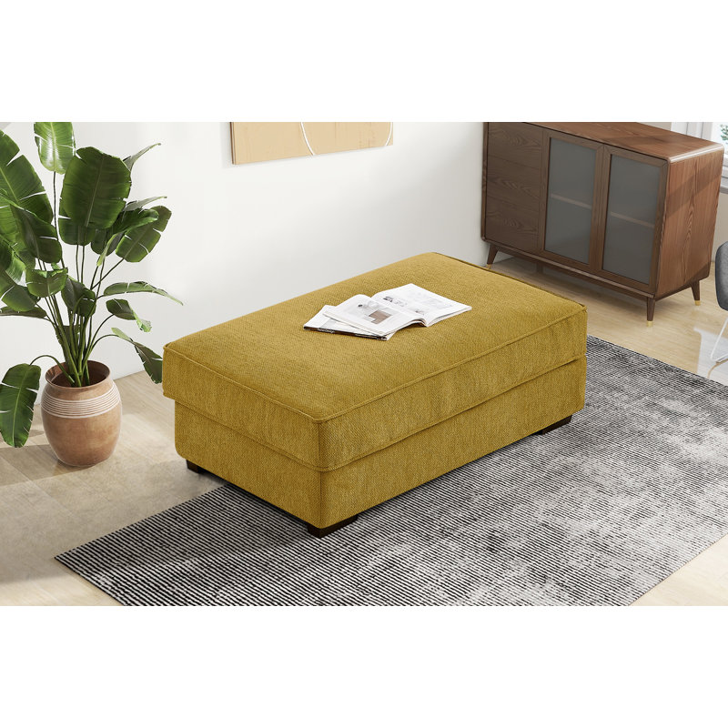 Repose-pieds rembourré Ruz, Chenille jaune