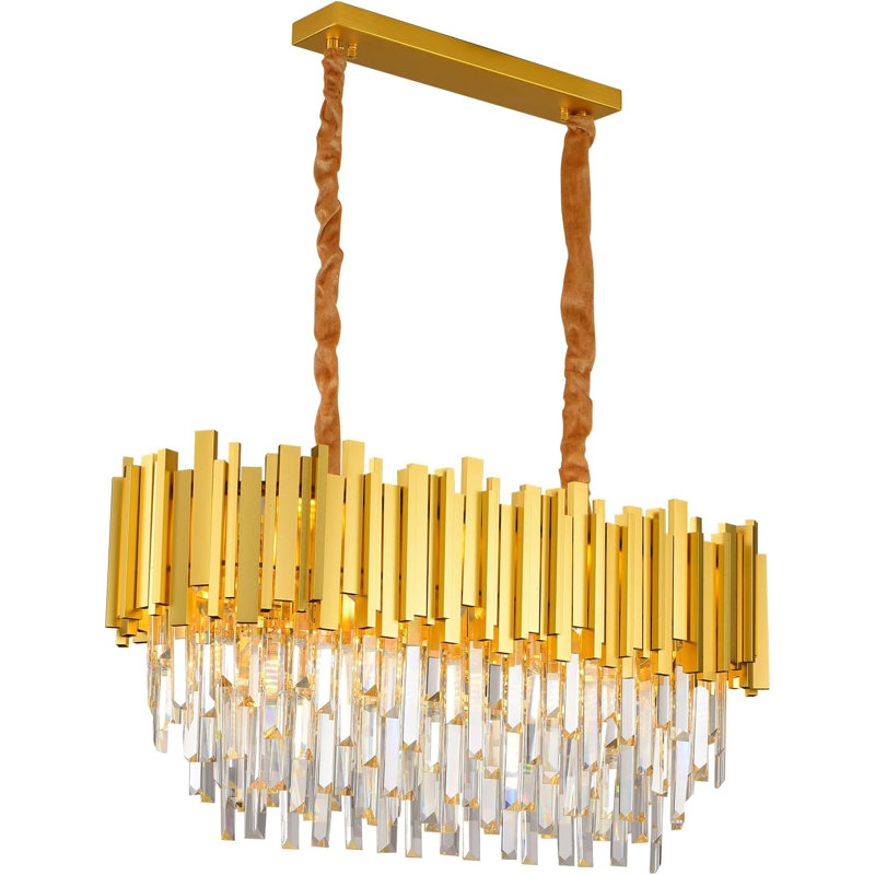 Ahriyah Crystal Chandelier,Luxury E14 Crystal Chandelier,2 in 1 Chandeliers Ceiling Light,Gold Ceiling Lights Living Room,Round Lampshades 3 Tiers K9 Crystals Pendant Light