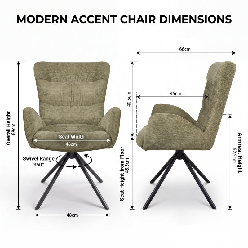 Upholstered Swivel Accent Chair with Tufted Seat, Green