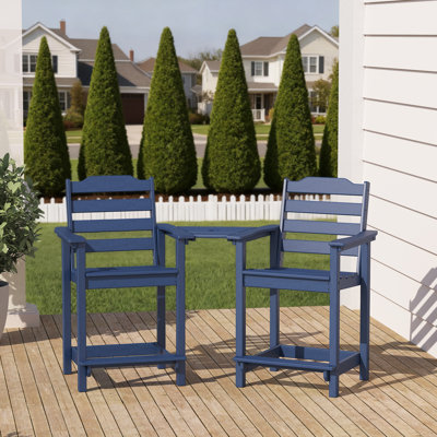 High Top Adirondack Chair Set Of 2 With Connecting Table by Rosecliff Heights