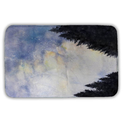 Starry sky in forest Bath Mat with Non-Slip Backing - Quick Dry Memory Foam Bathroom Rug - Absorbent - Modern Plush Spa-Style - Machine Washable