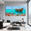 Nautique, bateau, ancre, récif de corail, océan, ciel, eau, réflexion, ensemble de 3 impressions sur toile-1509050353