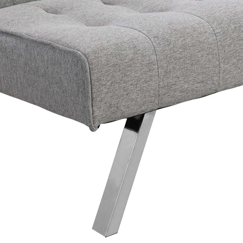 Grey Futon Couch Bed, Ergonomic With Wood Frame, Stainless Leg, 33.65In Wide Bed And Components, Multifunctional Application Instance, User-, Easy To Put Together, Stable & Dependable Design