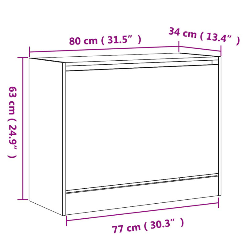 6 Pair Shoe Storage Cabinet, Concrete Grey