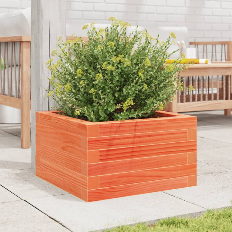 2 Wood Planter, Wax brown, 23cm H x 40 cm W x 40 cm D