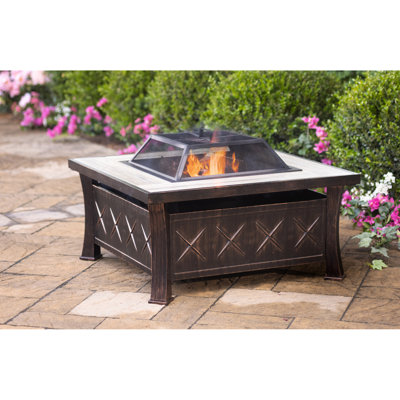 Christopher-Junior Square Iron Propane Smokeless Fire Pit Table with Hidden Fuel Tank