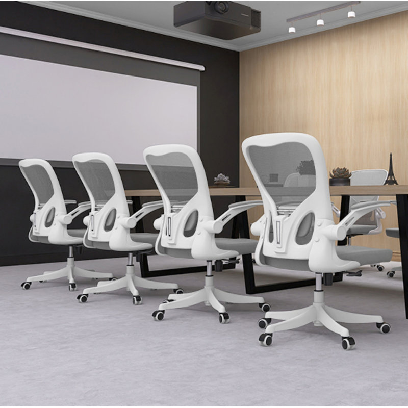 Hyers Home Ergonomic Office Chair With Lumbar Support, Swivel High Back Computer Chair, Breathable Mesh Desk Chair, PU Silent Wheels, Flip-Up Arms