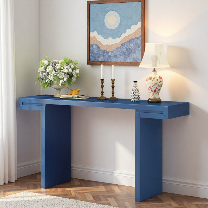 Console avec lignes géométriques et pieds réglables, Navy Blue