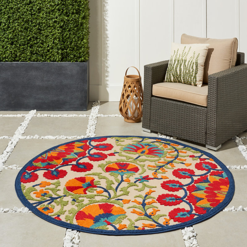 Eaglin Floral Indoor Rug, Round 7'10"