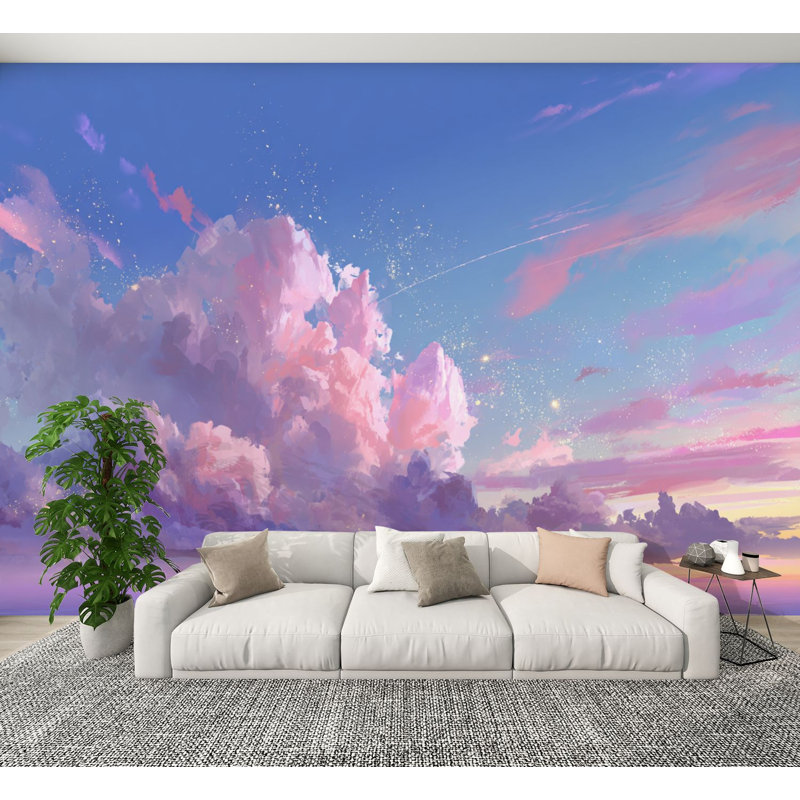 Papier peint autocollant Boho Clouds Sunset, L 144 po x l 100 po