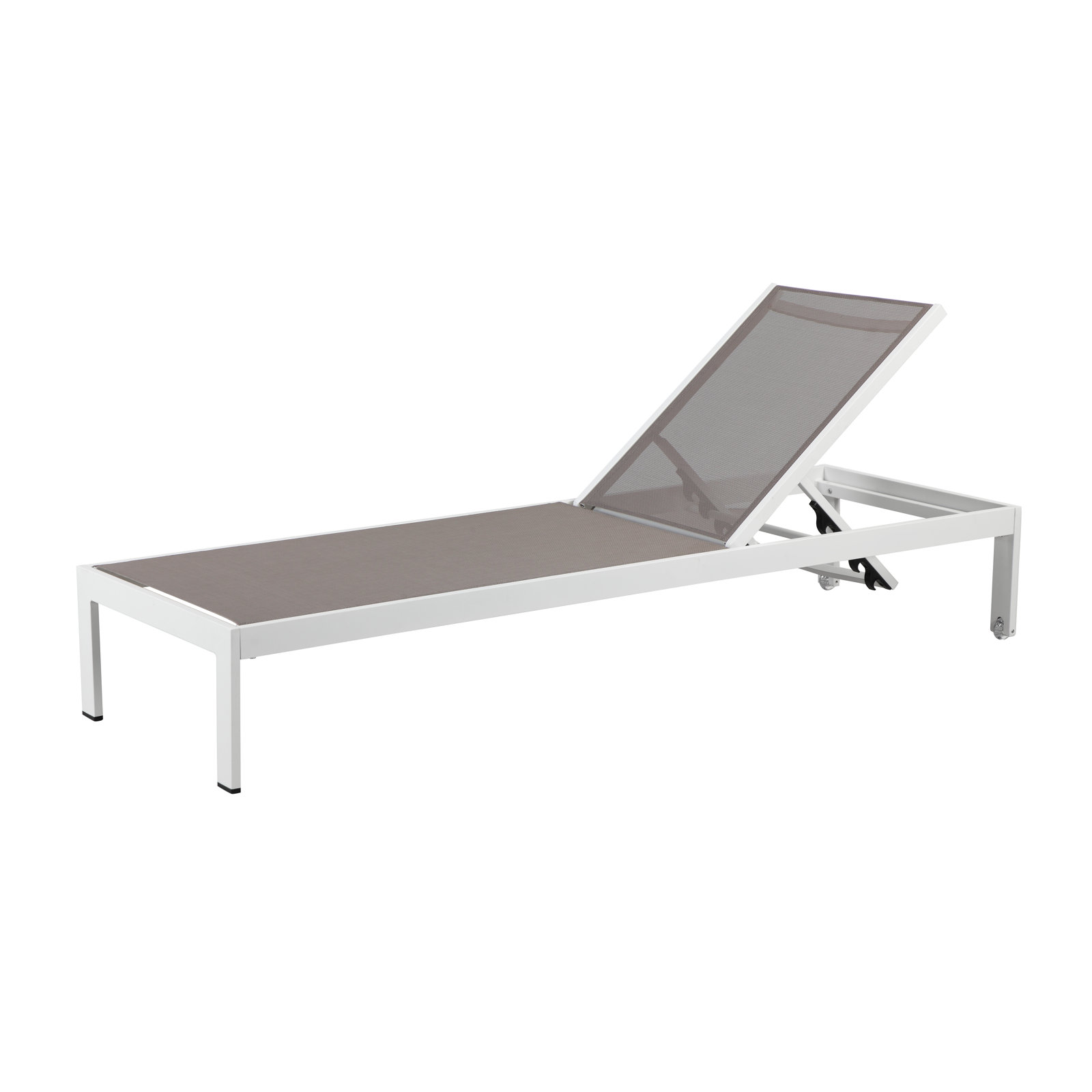 Aynura 76" Long Reclining Single Chaise, White/Taupe